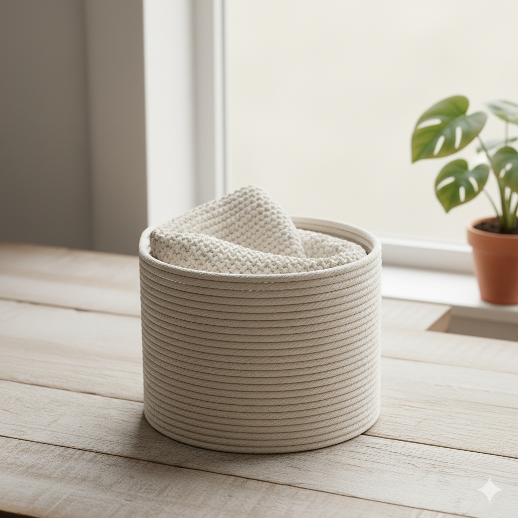 Organización con estilo: aprende hacer cestas de almacenamiento de cuerda y tela reciclada