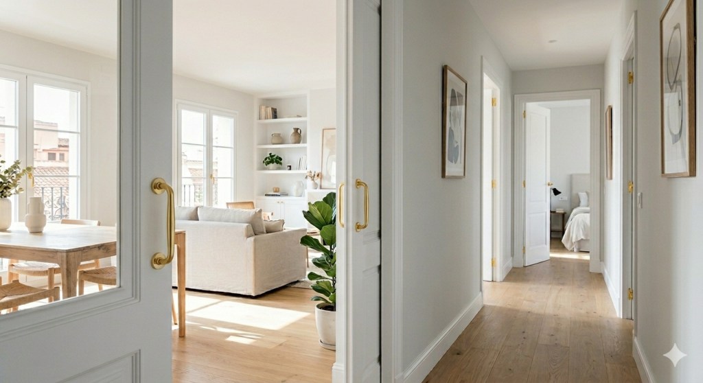 Carpintería blanca: cómo ganar luz y amplitud visual sin cambiar las&nbsp;puertas